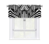 HJFCZH Black and White Geometric Lines Prints Durable Window Layer - 54x18 Inch 100% Polyester Peach Skin Valance for Long-Lasting Style