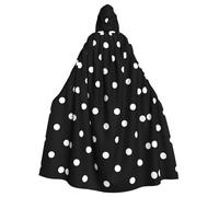 HJFCZH Black And White Polka Dot Prints Hooded Cloak - Extra Large Cape, Durable Costume Throw for Cospla