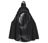 HJFCZH Black Background Moon Printed Halloween Adult Hooded Cloak for various party and carnival settings