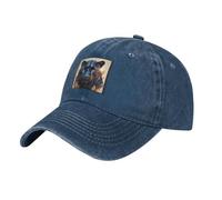 HJFCZH Black Classic Washed Denim Baseball Cap Animal Panther Picture Adjustable Cotton Hat for Men & Women, Navy Blue, One Size