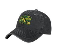 HJFCZH Black Cowboy Baseball Cap Jamaica Flag Leaves Picture Adjustable Cotton Hat Classic Curved Brim