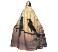 HJFCZH Black Crow Birds Printing Halloween Adult Hooded Cloak is a super large, comfortable, and durable cloak