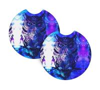 HJFCZH Blue Owl Prints Car Cup Coasters 2-Pack - Engineered Neoprene Drink Layers: Heat & Cold Resistant, Waterproof Protection - Universal Fit