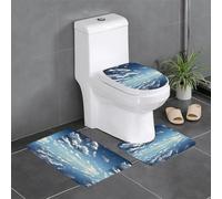 HJFCZH Blue sky and white clouds Prints 3 Piece Bathroom Rugs Set 24x16in Ultra Soft Plush Floor Mats for Spa-Like Comfort & Easy Cleaning