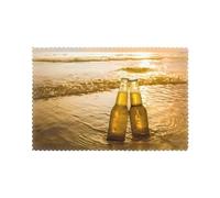 HJFCZH Bottles Beer Beach Sunset Time Prints Placemats Set of 6 12x18in - Heavy-Duty Polyester Table Covers Engineered for Lasting Performance