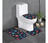 HJFCZH Bright Stars Pattern Anti-Slip Bathroom Rugs Set - 3-Piece Contour, Oval & Rectangular Mats for Toilet, Vanity & Restrooms