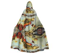HJFCZH Brook Trout Fly Fishing Prints Hooded Cloak - Extra Large Cape, Durable Costume Throw for Cospla