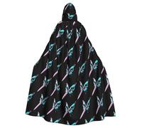 HJFCZH Butterfly pierced by a sword Pattern Halloween Adult Hooded Cape Super Large Hooded Cloak with Bow Tie, No Zipper