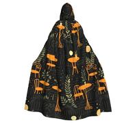 HJFCZH cafe terrace at night Prints Halloween Adult Hooded Cloak for various party and carnival settings