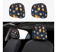 HJFCZH Car Headrest Cover 2 Pcs Fit Cars Vans Trucks, Easy Install | Soft Polyester Spandex, Breathable, Highly Elastic, Protect From Dust & Stains Hjfczh Solar System Planets Picture