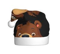 HJFCZH Cartoon bear with huge teeth Printing Christmas Hat for Adult Making It a Fun and Durable Gift for Men and Women