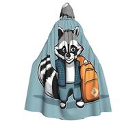 HJFCZH Cartoon cute raccoon Pattern Halloween Adult Hooded Cape Super Large Hooded Cloak with Bow Tie, No Zipper