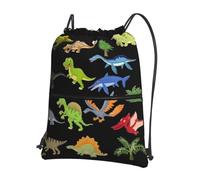 HJFCZH Cartoon Dinosaur Images Prints Drawstring Zipper Backpack Lightweight Sport Gym Bag Water-Resistant Travel Throw Cover for Men Women Teens