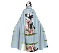 HJFCZH Cartoon Milk Cow Printed Halloween Adult Hooded Cape Super Large Hooded Cloak