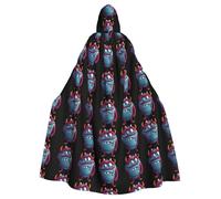 HJFCZH Cartoon monster Pattern Halloween Adult Hooded Cape Super Large Hooded Cloak with Bow Tie, No Zipper