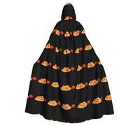 HJFCZH Cartoon tomato pasta Pattern Halloween Adult Hooded Cape Super Large Hooded Cloak with Bow Tie, No Zipper