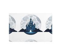 HJFCZH Castle on the Moon Printed Placemats for Dining Table Set of 6 for Hotels, Homes, and Banquets as Decorative Table Decorations, Beautiful durable