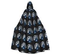 HJFCZH Castle on the Moon Prints Halloween Adult Hooded Cape Large Hooded Cloak with Bow Tie, No Zipper