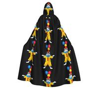 HJFCZH Cat performing magic tricks Pattern Halloween Adult Hooded Cape Super Large Hooded Cloak with Bow Tie, No Zipper