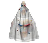 HJFCZH Chaos Theory Pattern Halloween Adult Hooded Cape Super Large Hooded Cloak with Bow Tie, No Zipper