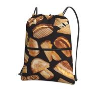HJFCZH Cheese Sandwiches Prints Drawstring Zipper Backpack - Lightweight Gym Throw Bag with Front Pocket - Ideal for Travel & Yoga