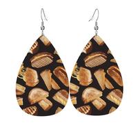HJFCZH Cheese Sandwiches Prints Teardrop Leather Earrings - Vibrant Dangle Earrings for Women, Lightweight Fashion Jewelry with Silver-Plated Hooks, Ideal for Parties & Gifts