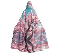 HJFCZH Cherry Blossom Prints Halloween Adult Hooded Cloak for various party and carnival settings
