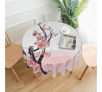 HJFCZH Cherry Blossom Tree Branch Prints Round Decorative Tablecloth 60in - High-Grade Polyester Throw for Dinners, Weddings & Everyday Use