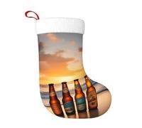HJFCZH Christmas Stocking Bottles Beer Beach Sunset Time Printed Soft, lightweight, with a good tactile sensation Easy to hang