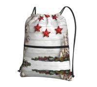HJFCZH Christmas Tree and Bells Prints Drawstring Zipper Backpack - Water-Resistant & Durable Gym Bag for Travel, Sports & Everyday Essentials