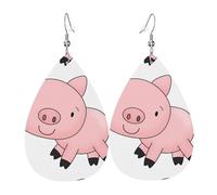 HJFCZH Chubby Little Pig Prints Dangle Leather Earrings - Elegant Water Drop Drops for Festive Style & Everyday Chic