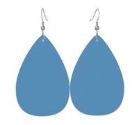 HJFCZH Clear blue Prints Teardrop Leather Earrings - Lightweight Dangle Earrings for Women, Vivid Color Faux Leather Drops with Silver Plated Hooks, Stylish Jewelry