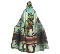 HJFCZH Cloverleaf Dinosaur Printed Halloween Adult Hooded Cloak for various party and carnival settings