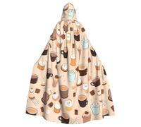 HJFCZH coffee and sweets Printed Halloween Adult Hooded Cape Super Large Hooded Cloak