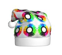 HJFCZH Colored crayon circles Picture Christmas Hat Durable for Adult for Halloween, Christmas, New Year