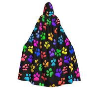 HJFCZH colorful dog paw print black Prints Halloween Adult Hooded Cloak for various party and carnival settings
