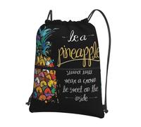 HJFCZH Colorful Fruit Pineapple Prints Drawstring Zipper Backpack Lightweight Sport Gym Bag Water-Resistant Travel Throw Cover for Men Women Teens