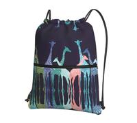 HJFCZH Colorful Giraffe Fans Lovers Prints Drawstring Zipper Backpack - Water-Resistant & Durable Gym Bag for Travel, Sports & Everyday Essentials