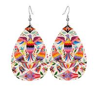 HJFCZH Colorful Pigeon Prints Teardrop Leather Earrings - Lightweight Dangle Earrings for Women, Vivid Color Faux Leather Drops with Silver Plated Hooks, Stylish Jewelry