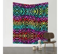 HJFCZH Colorful Rainbow Zebra Prints Wall Tapestry 60x51in - High-Grade Polyester Throw, Dorm Decor, Beach Blanket & Versatile Room Layer