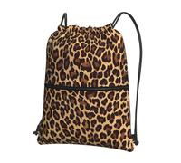 HJFCZH Cool Cheetah Leopard Prints Drawstring Zipper Backpack - Lightweight Gym Throw Bag with Front Pocket - Ideal for Travel & Yoga