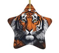 HJFCZH Cool tiger Printed Holiday indoor Christmas decoration pentagram ceramic durable party gift