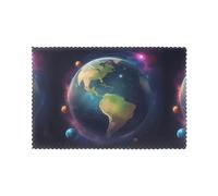 HJFCZH Cosmic Earth Prints Placemats Set of 6 12x18in - Durable Table Layers with Heat-Resistant & Stylish Prints