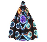 HJFCZH Cosmic Stars Pattern Halloween Adult Hooded Cape Super Large Hooded Cloak with Bow Tie, No Zipper