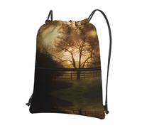 HJFCZH Countryside Farm Prints Drawstring Zipper Backpack - Water-Resistant & Durable Gym Bag for Travel, Sports & Everyday Essentials