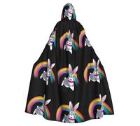 HJFCZH Crossing the rainbow Pattern Halloween Adult Hooded Cape Super Large Hooded Cloak with Bow Tie, No Zipper