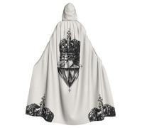 HJFCZH Crown on a diamond Pattern Adult Halloween hooded jacket cloak long party cloak suitable for men and women