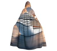 HJFCZH Cruise ship on the sea Printed Halloween Adult Hooded Cape Super Large Hooded Cloak