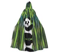 HJFCZH Curious Baby Panda Prints Hooded Cloak - Long Polyester Throw for Durable Cosplay & Halloween