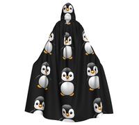 HJFCZH Cute Antarctic penguin Pattern Halloween Adult Hooded Cape Super Large Hooded Cloak with Bow Tie, No Zipper